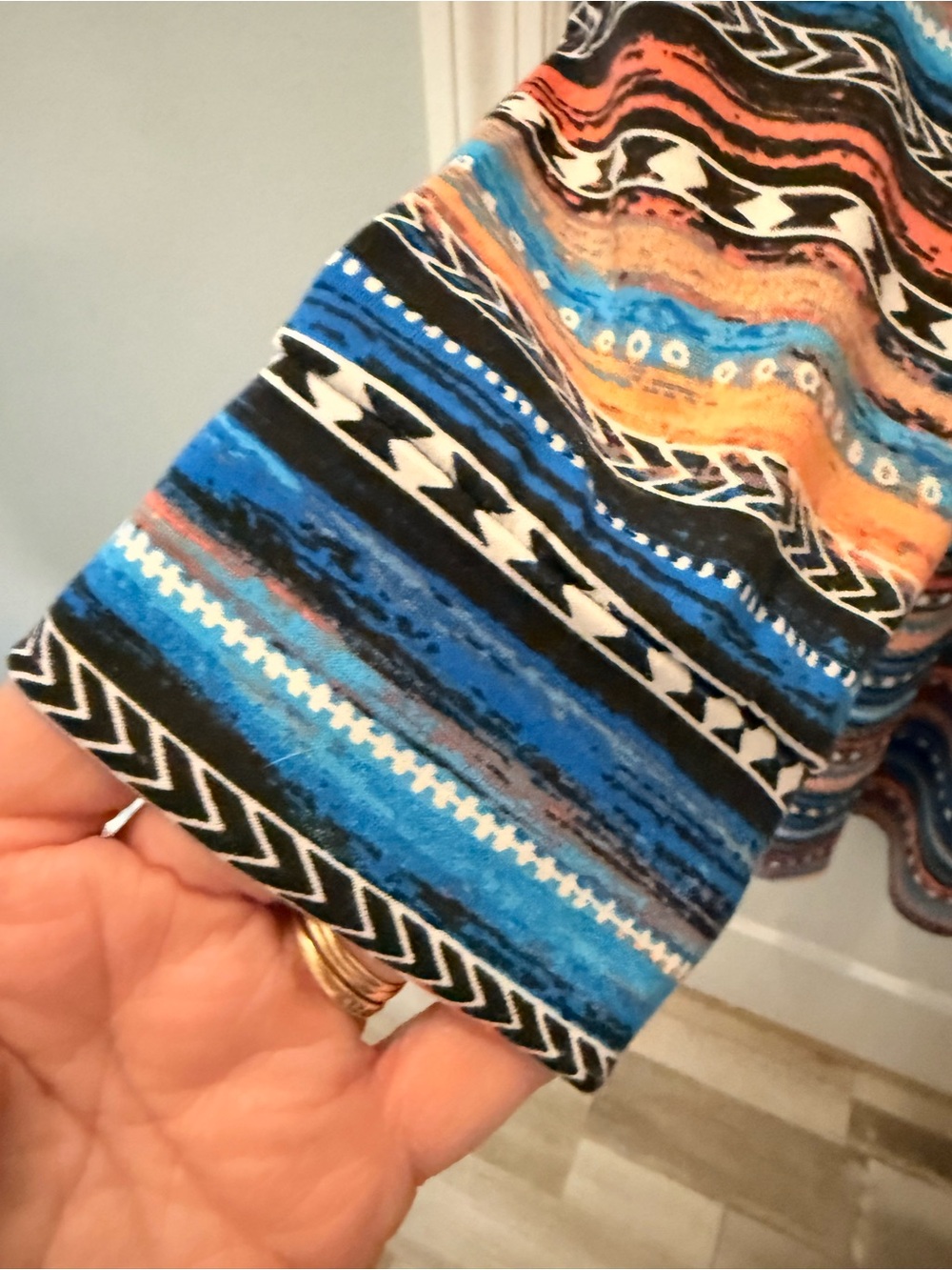 LuLaRoe Striped Knit dress in Blue, Coral, Black and Cream - Picture 4 of 5